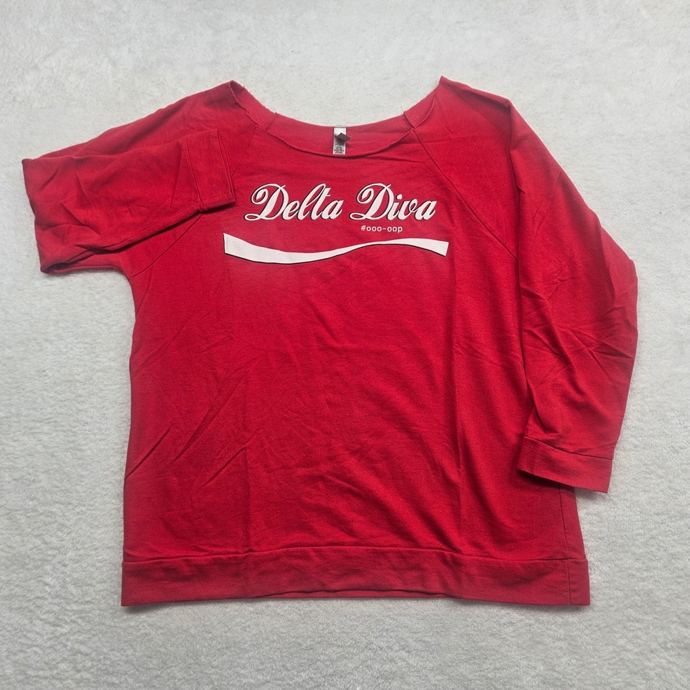 Next Level Apparel Delta Diva Red Graphic Sweatshirt Women XL Scoop Neck 6951